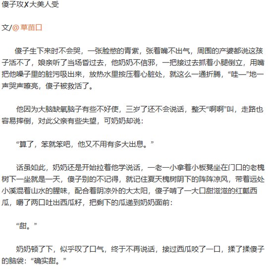 《傻子攻和大美人受》